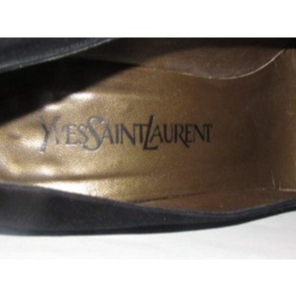 Saint Laurent RETRO Mod Black Suede w Chiffon Rose - Picture 9 of 10